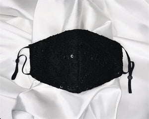 BLACK lace sequin mask